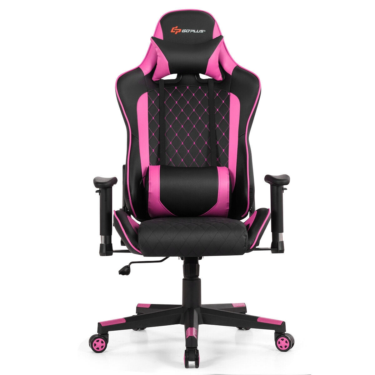 Massage Gaming Chair with Lumbar Support and Headrest-Pink Kids Crystal