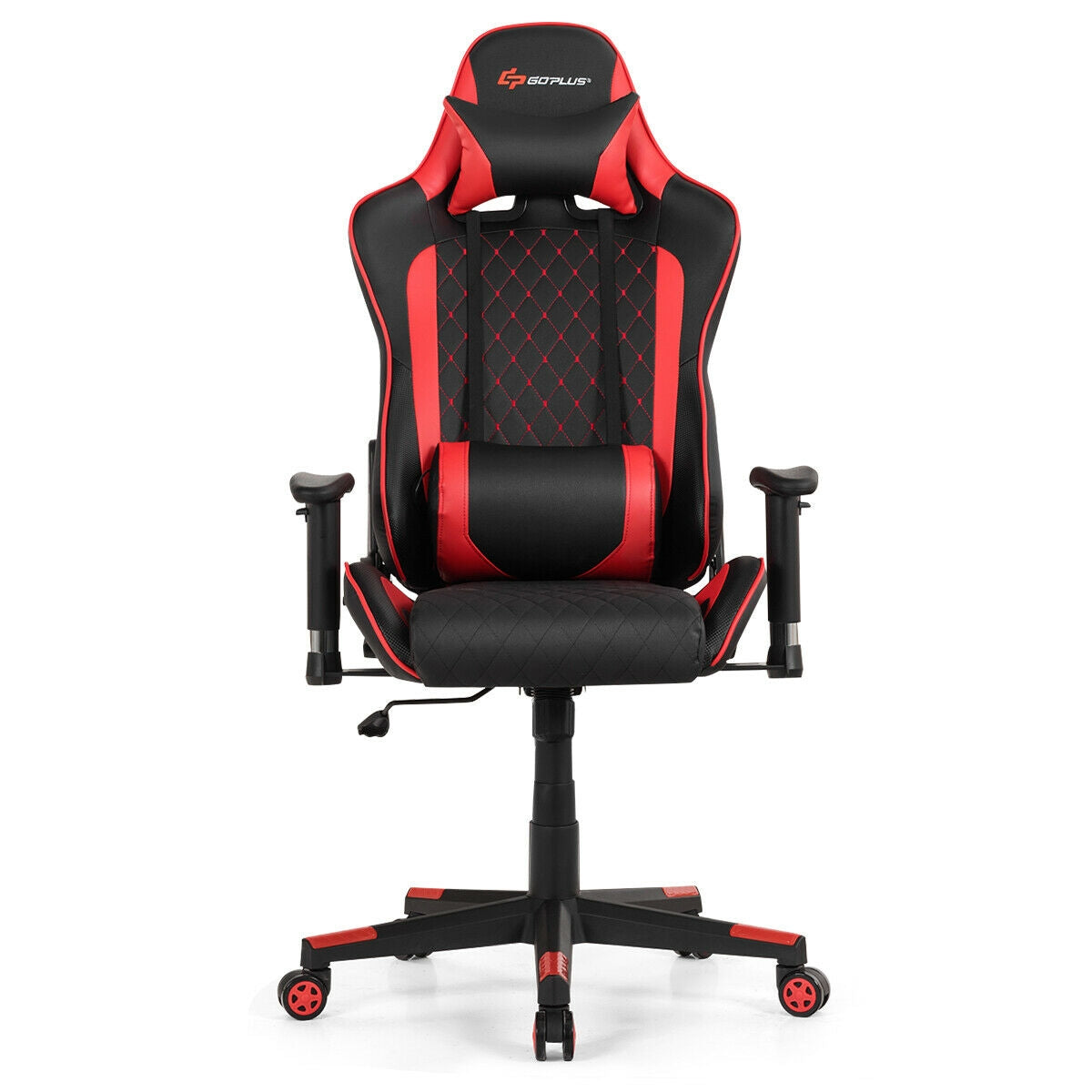 Massage Gaming Chair with Lumbar Support and Headrest-Red Kids Crystal