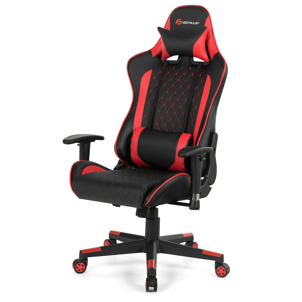 Massage Gaming Chair with Lumbar Support and Headrest-Red Kids Crystal