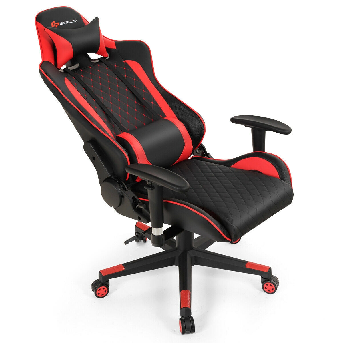 Massage Gaming Chair with Lumbar Support and Headrest-Red Kids Crystal