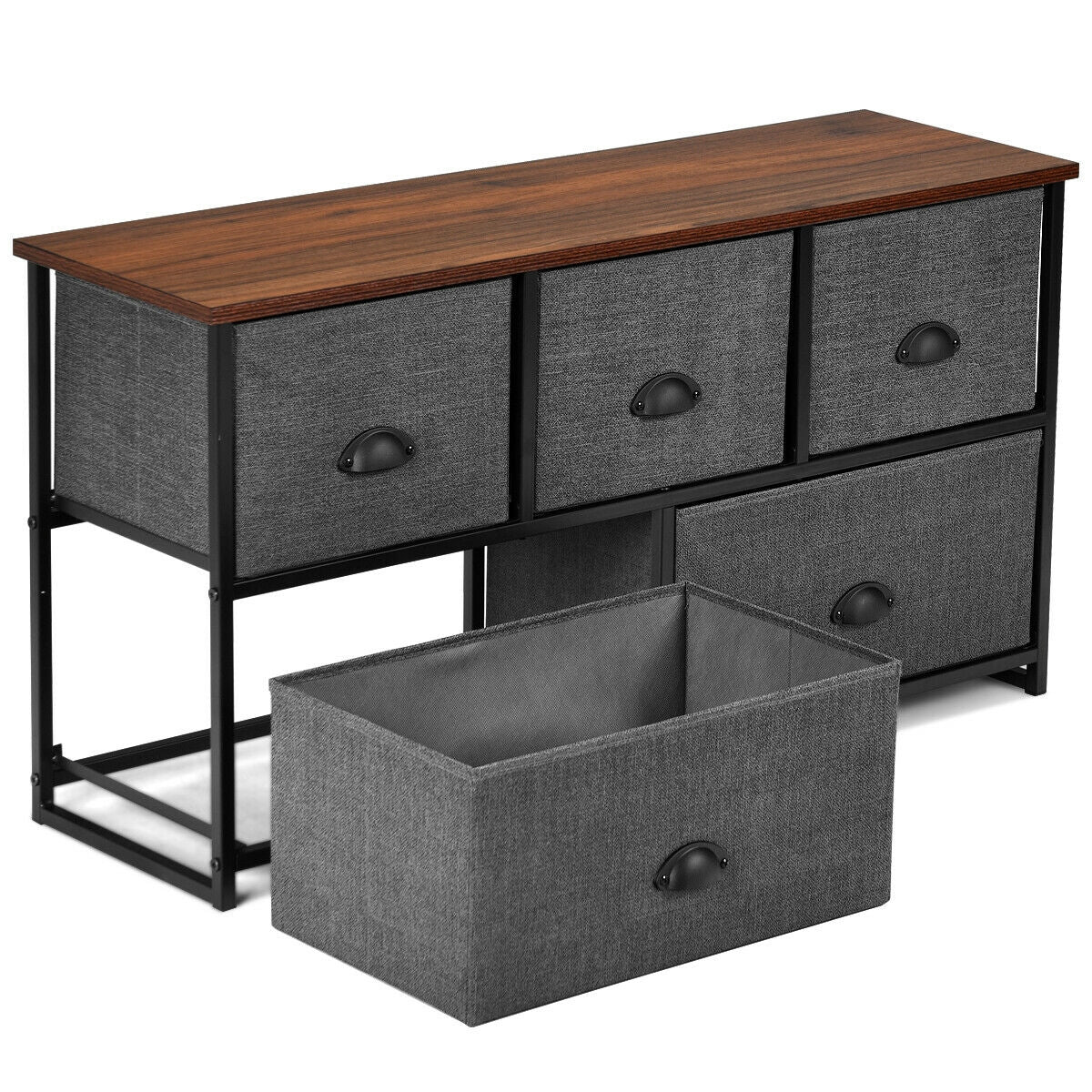 Wood Dresser Storage Unit Side Table Display Organizer-Gray Kids Crystal