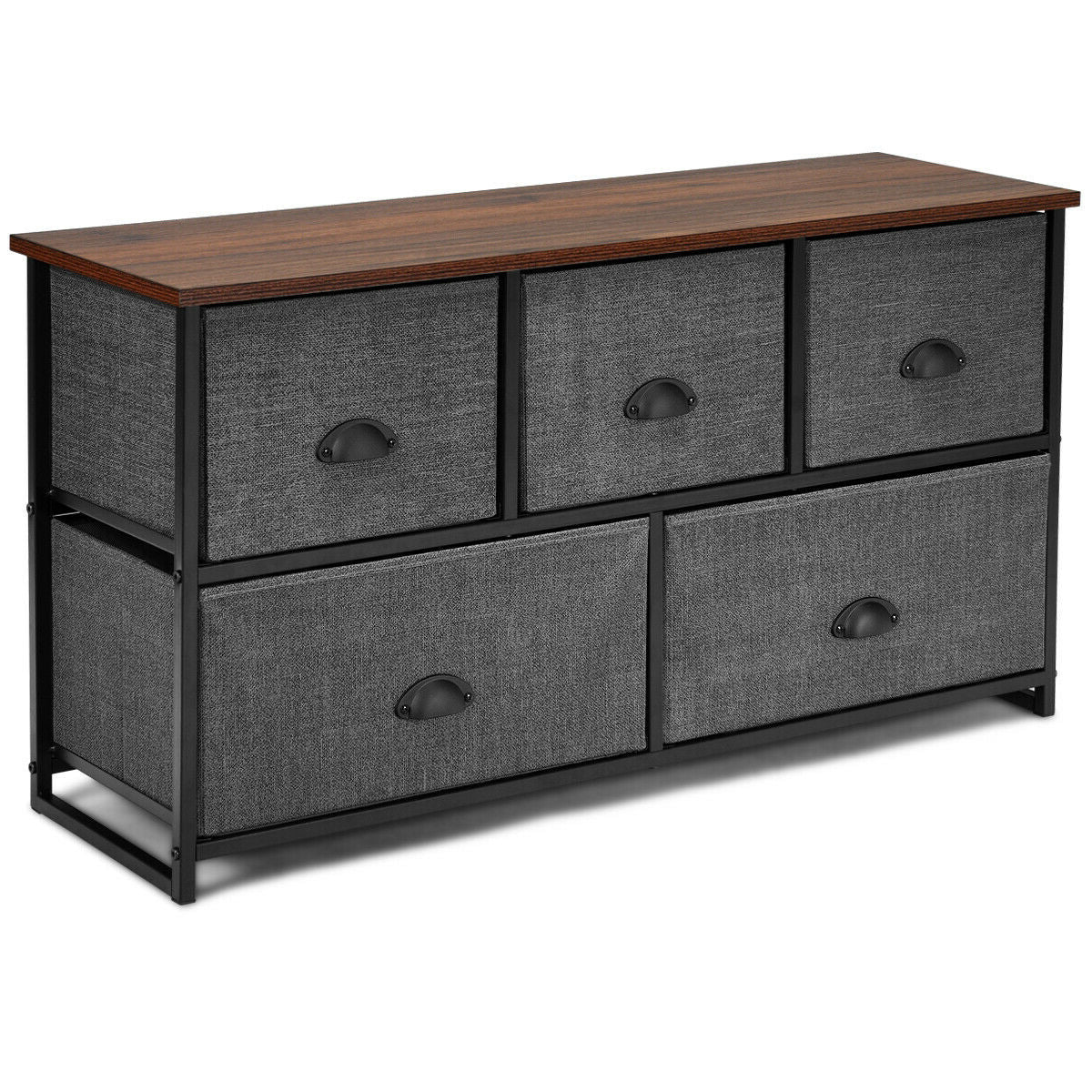 Wood Dresser Storage Unit Side Table Display Organizer-Gray Kids Crystal