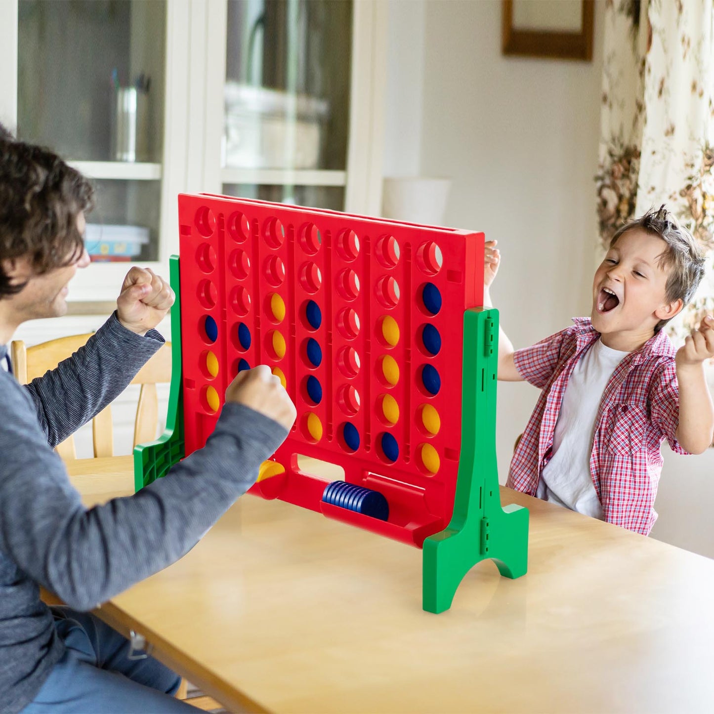 Jumbo 4-to-Score Connect Game Set with Carrying Bag and 42 Coins-Green Kids Crystal