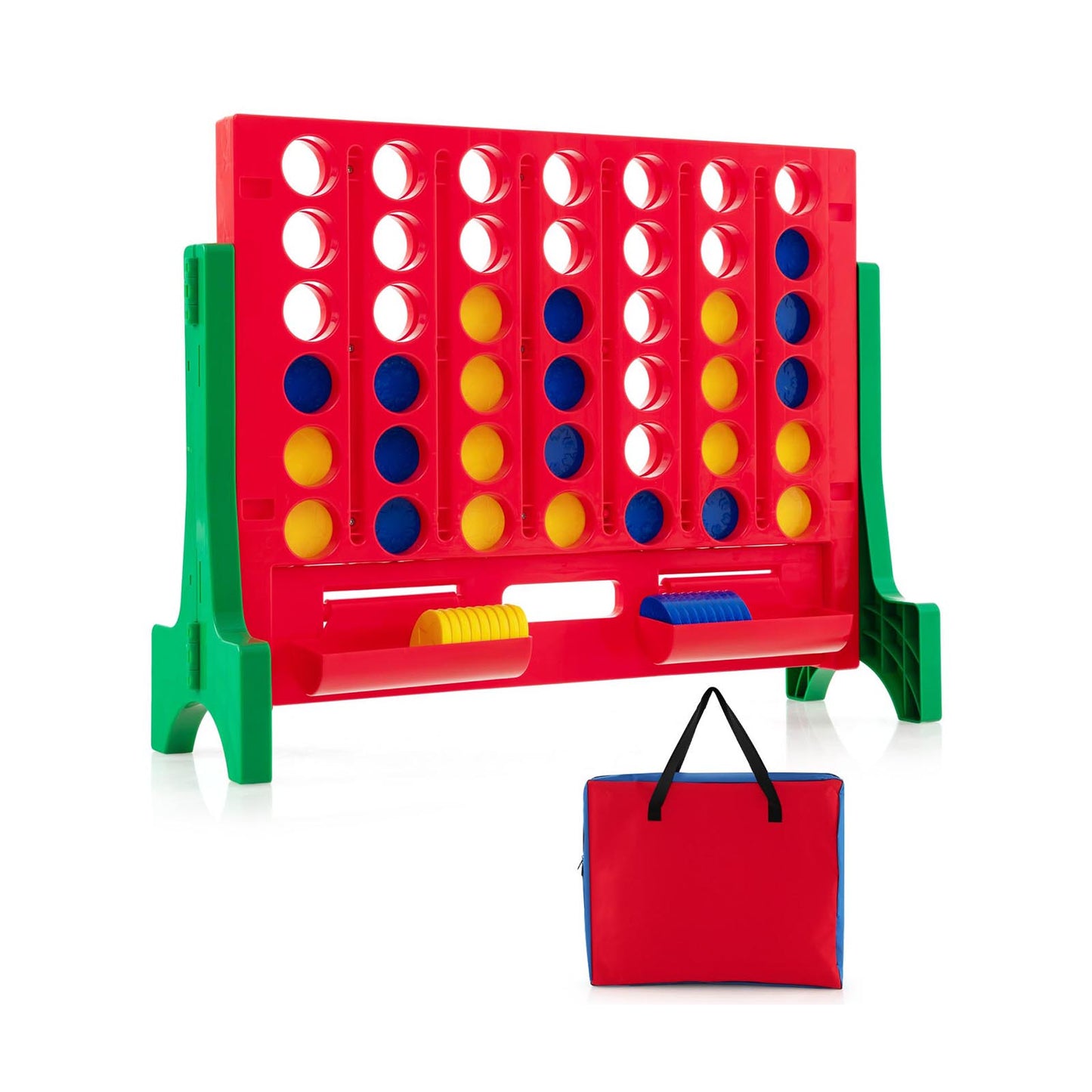 Jumbo 4-to-Score Connect Game Set with Carrying Bag and 42 Coins-Green Kids Crystal