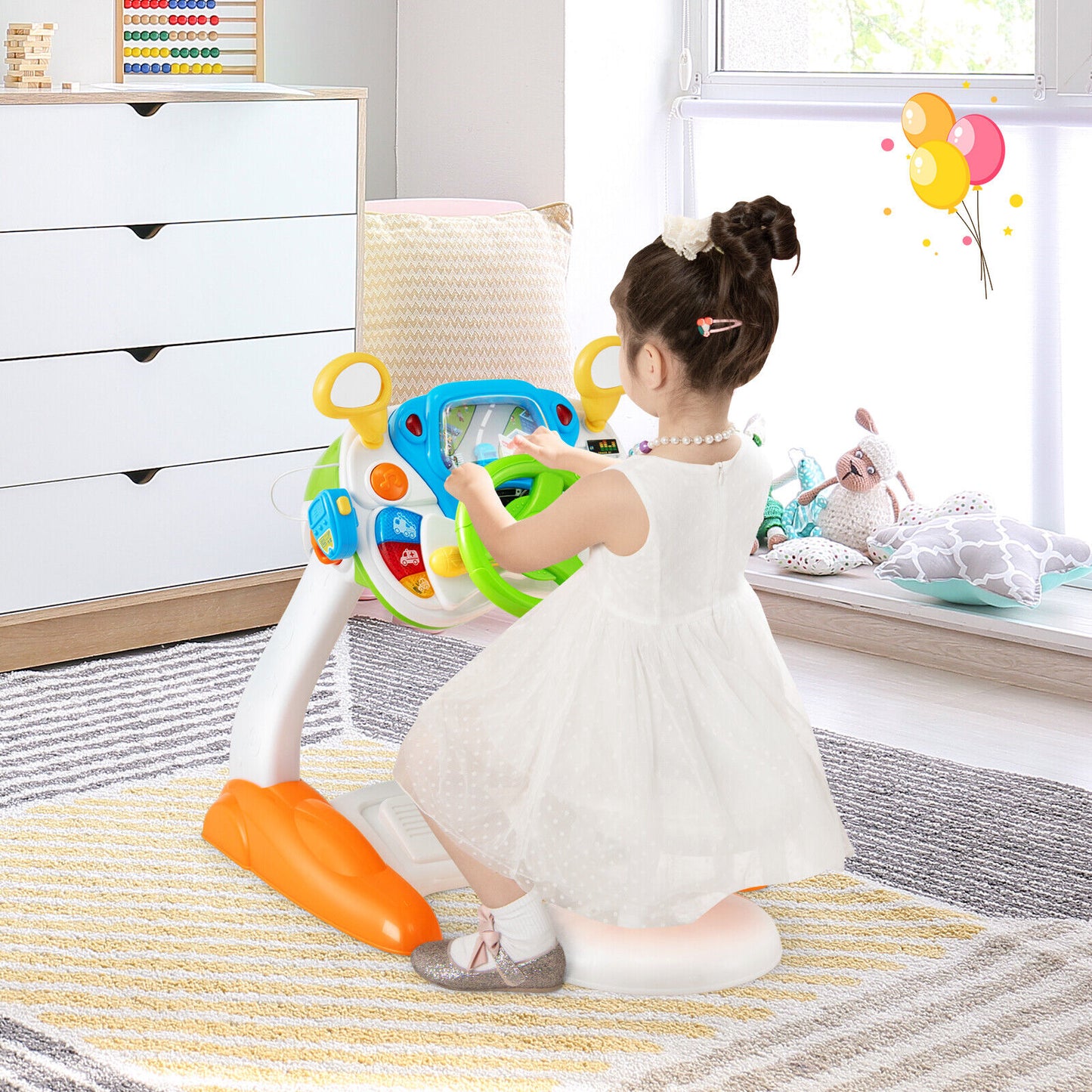 Kids Steering Wheel Pretend Play Toy Set with Lights and Sounds Kids Crystal