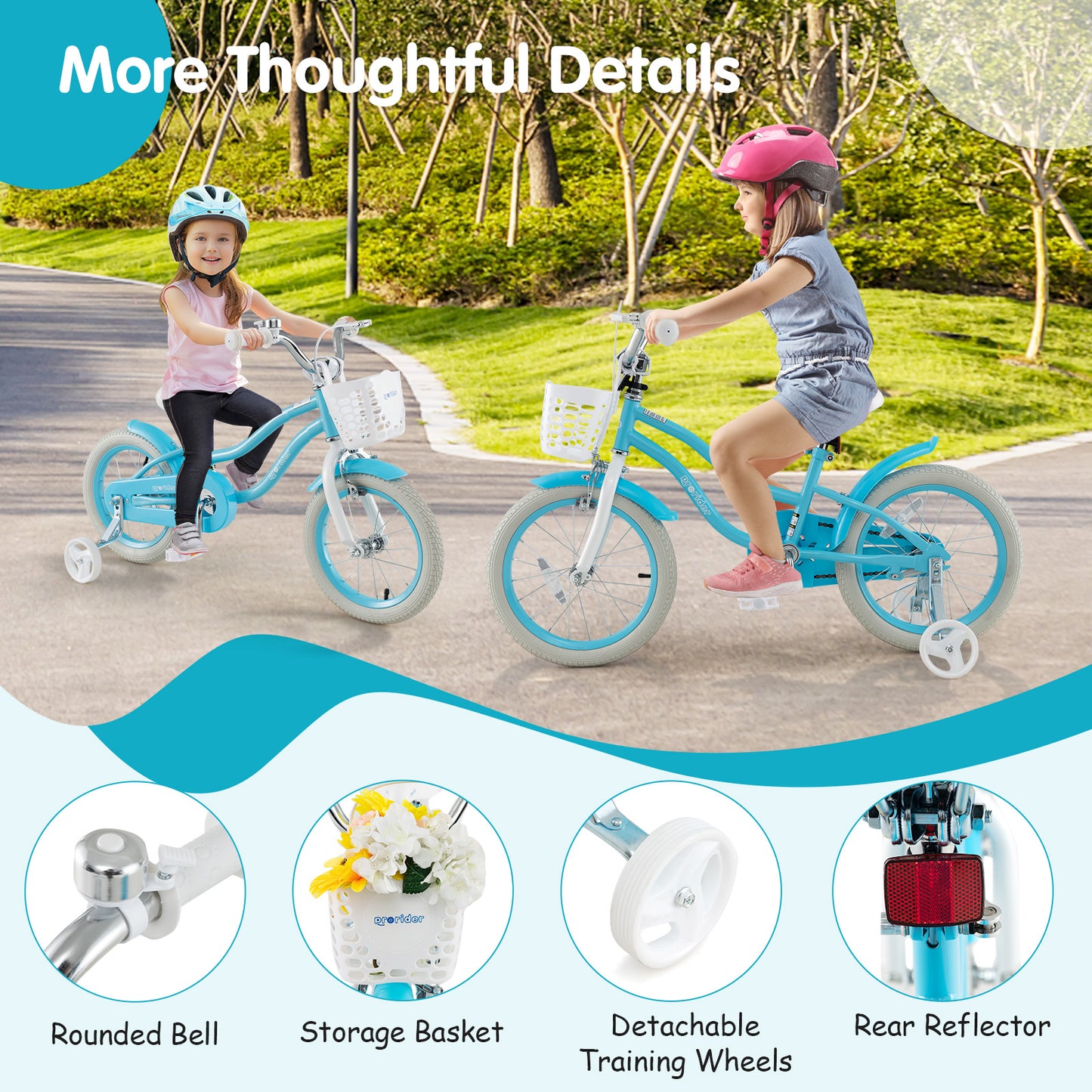 14/16/18 Inch Kids Bike with Dual Brakes and Adjustable Seat-16 inches Kids Crystal