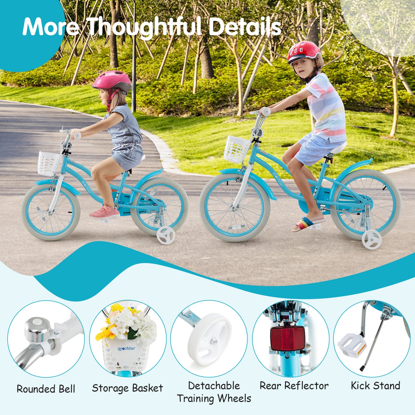14/16/18 Inch Kids Bike with Dual Brakes and Adjustable Seat-18 inches Kids Crystal