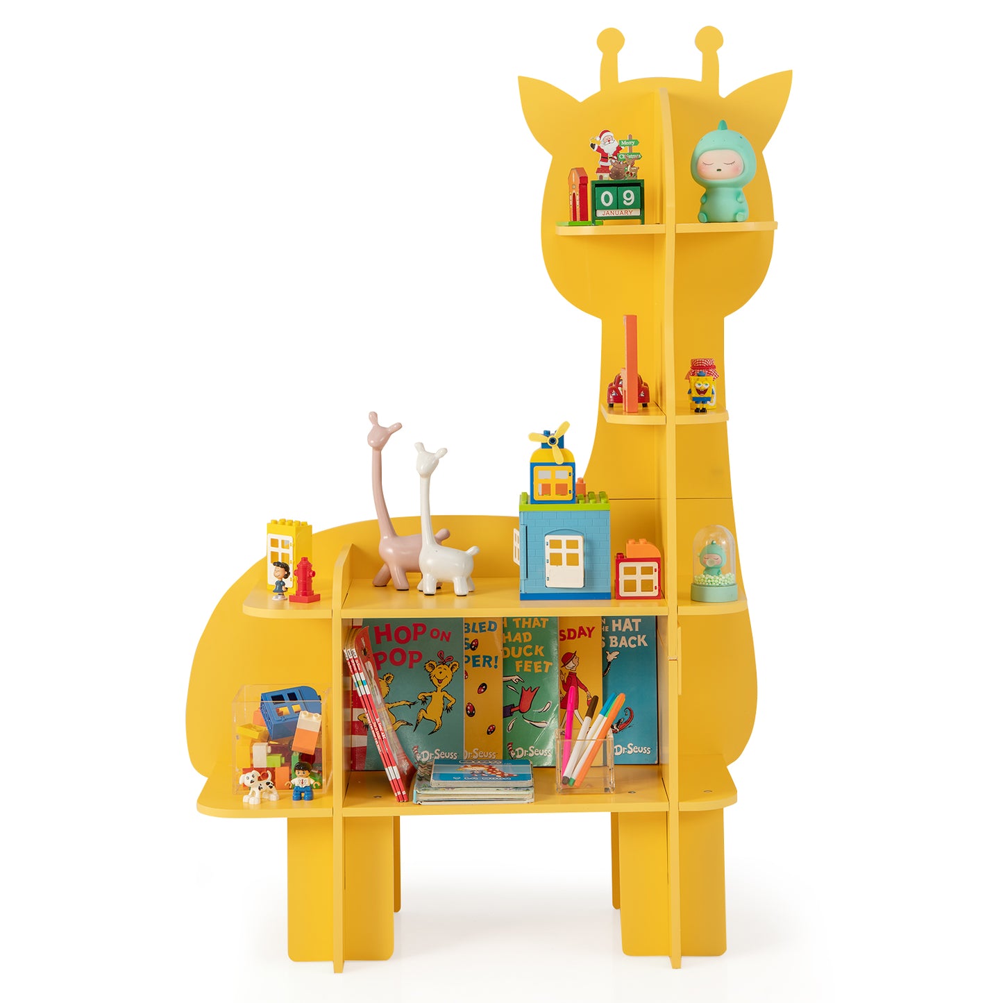 Kids Bookcase Toy Storage Organizer with Open Storage Shelves-Giraffe Kids Crystal