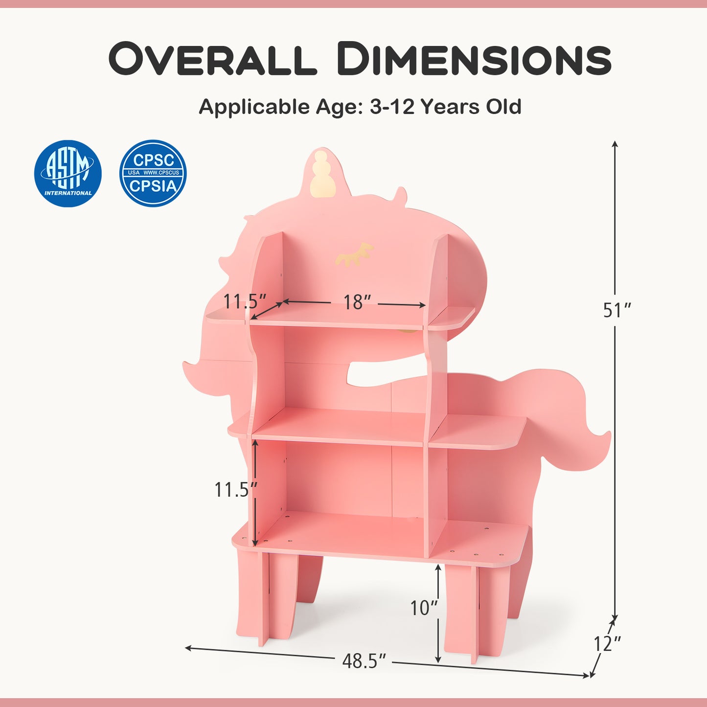 Kids Bookcase Toy Storage Organizer with Open Storage Shelves-Unicorn Kids Crystal