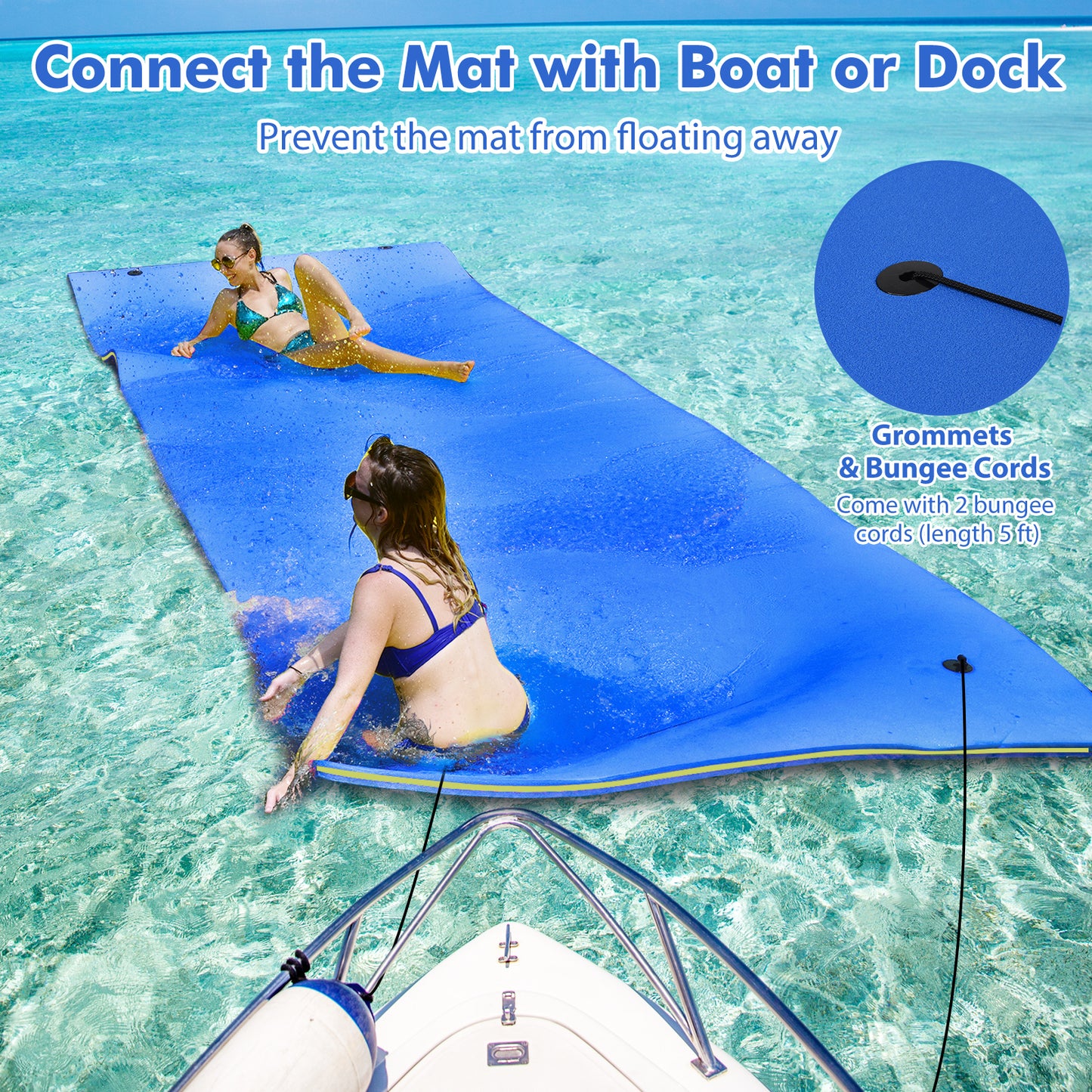 9' x 6' 3 Layer Floating Water Pad Foam Mat -Blue Kids Crystal