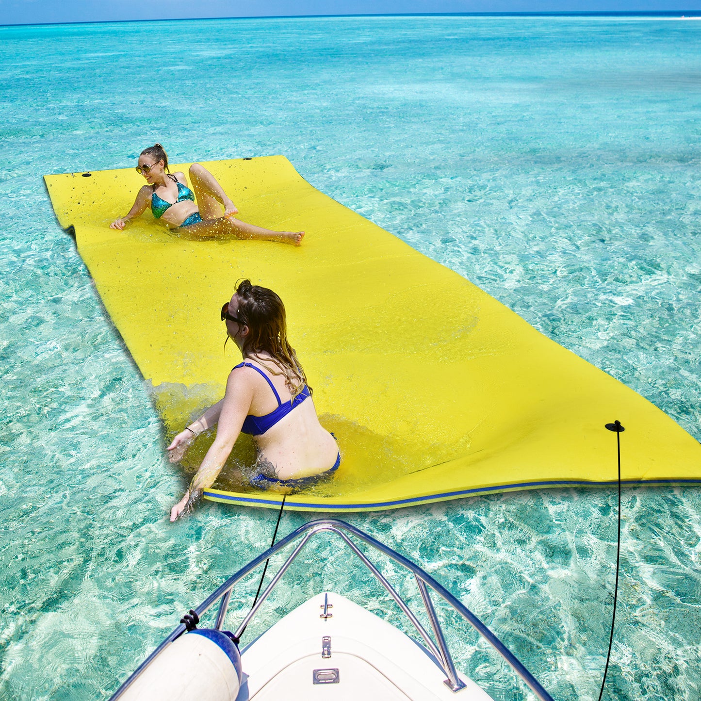 9' x 6' 3 Layer Floating Water Pad Foam Mat -Yellow Kids Crystal
