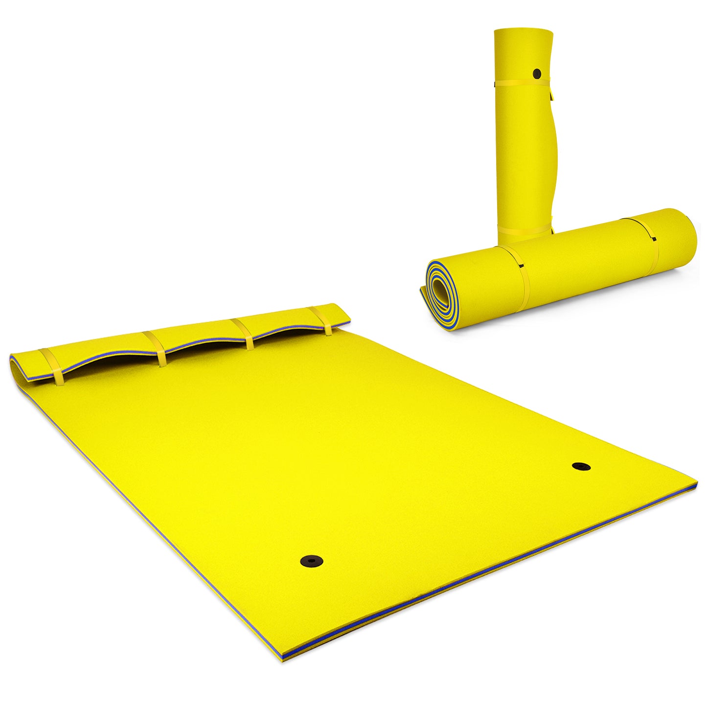 9' x 6' 3 Layer Floating Water Pad Foam Mat -Yellow Kids Crystal
