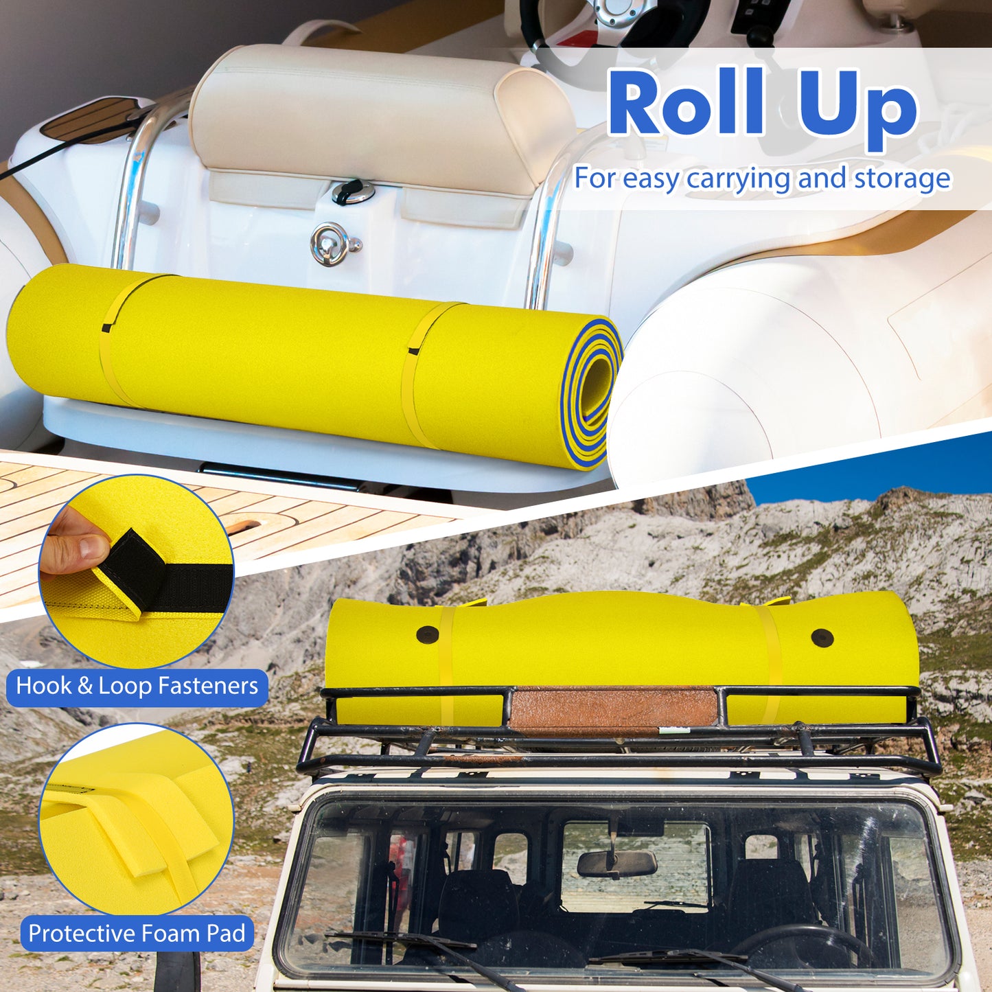 9' x 6' 3 Layer Floating Water Pad Foam Mat -Yellow Kids Crystal