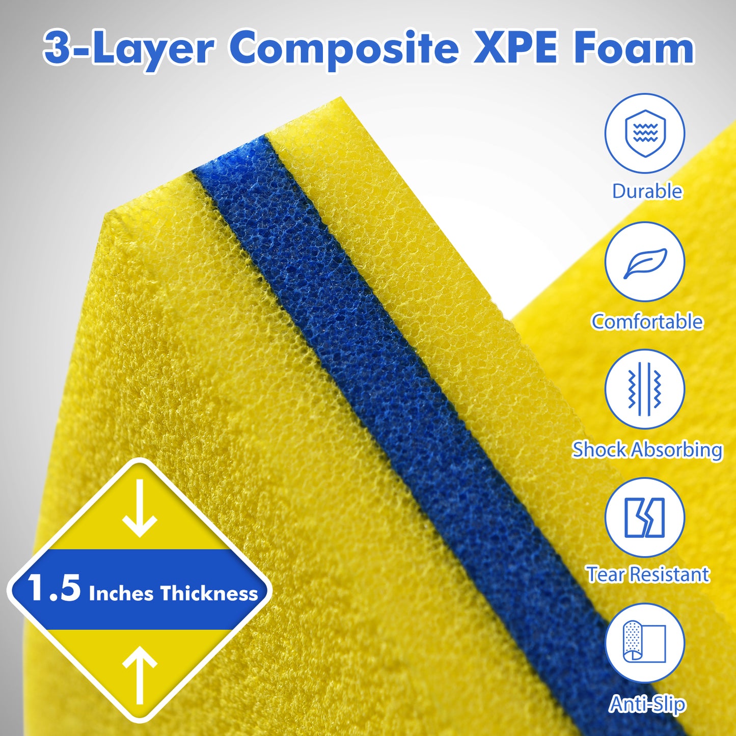 9' x 6' 3 Layer Floating Water Pad Foam Mat -Yellow Kids Crystal