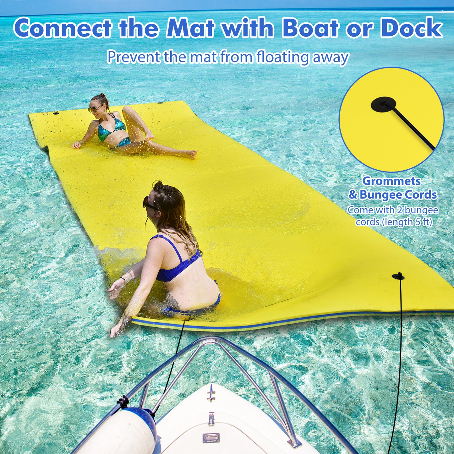 9' x 6' 3 Layer Floating Water Pad Foam Mat -Yellow Kids Crystal