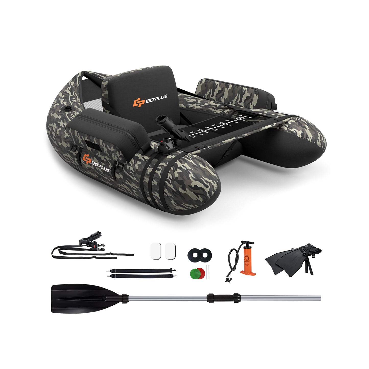 Inflatable Fishing Float with Adjustable Straps and Storage Pockets-Camouflage Kids Crystal