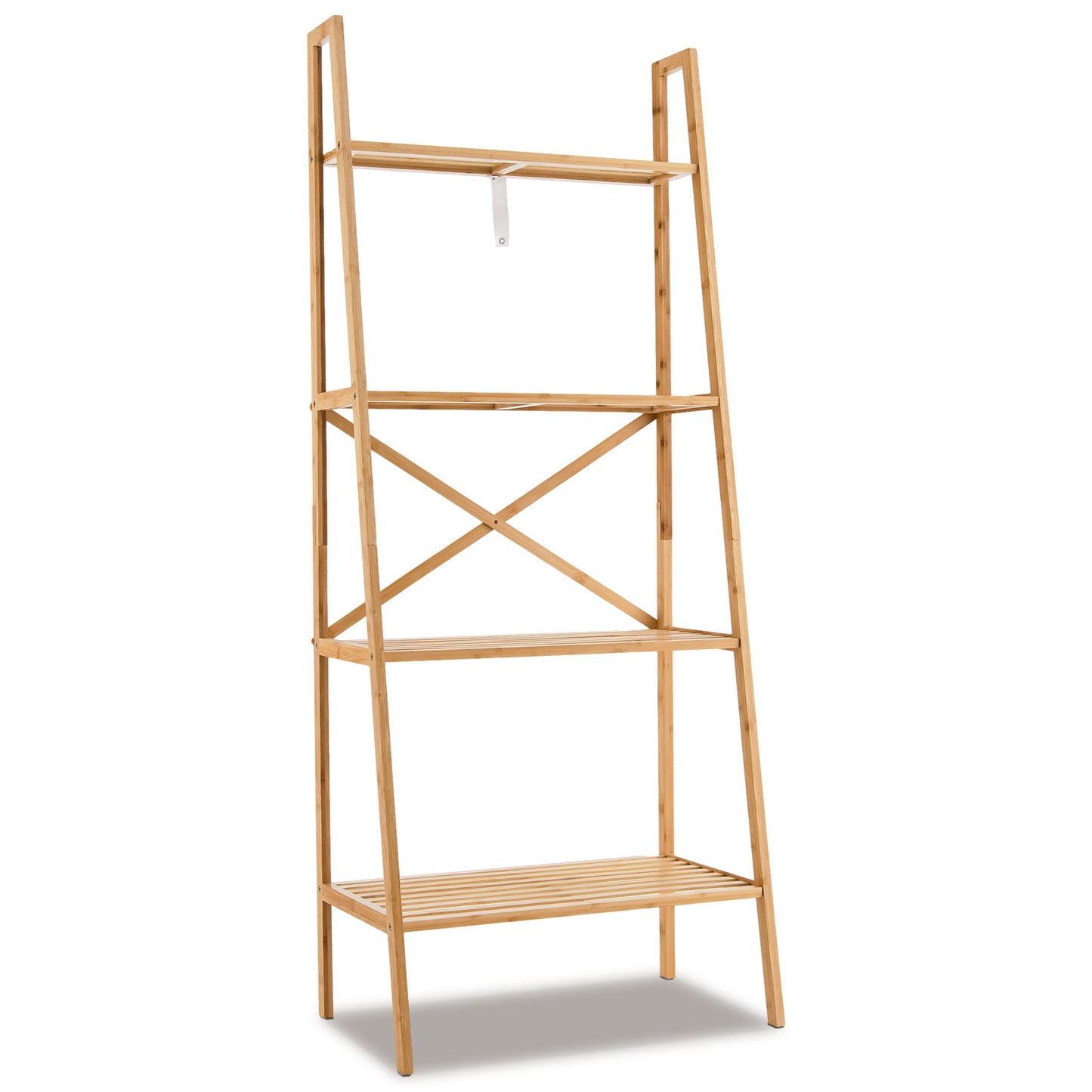 58 Inch 4-Tier Bamboo Ladder Bookshelf-Natural Kids Crystal