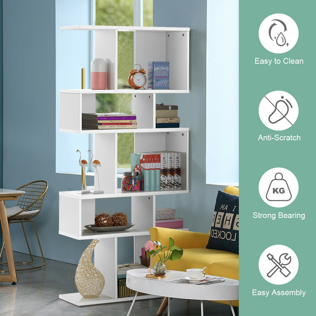 5 Cubes Ladder Shelf Corner Bookshelf Display Rack Bookcase-White Kids Crystal