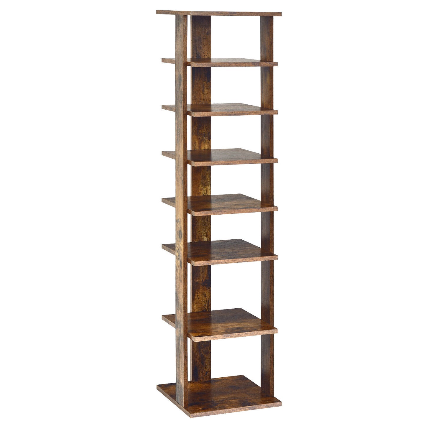 Wooden Shoes Storage Stand 7 Tiers Shoe Rack Organizer Multi-shoe Rack Shoebox-Rustic Brown Kids Crystal