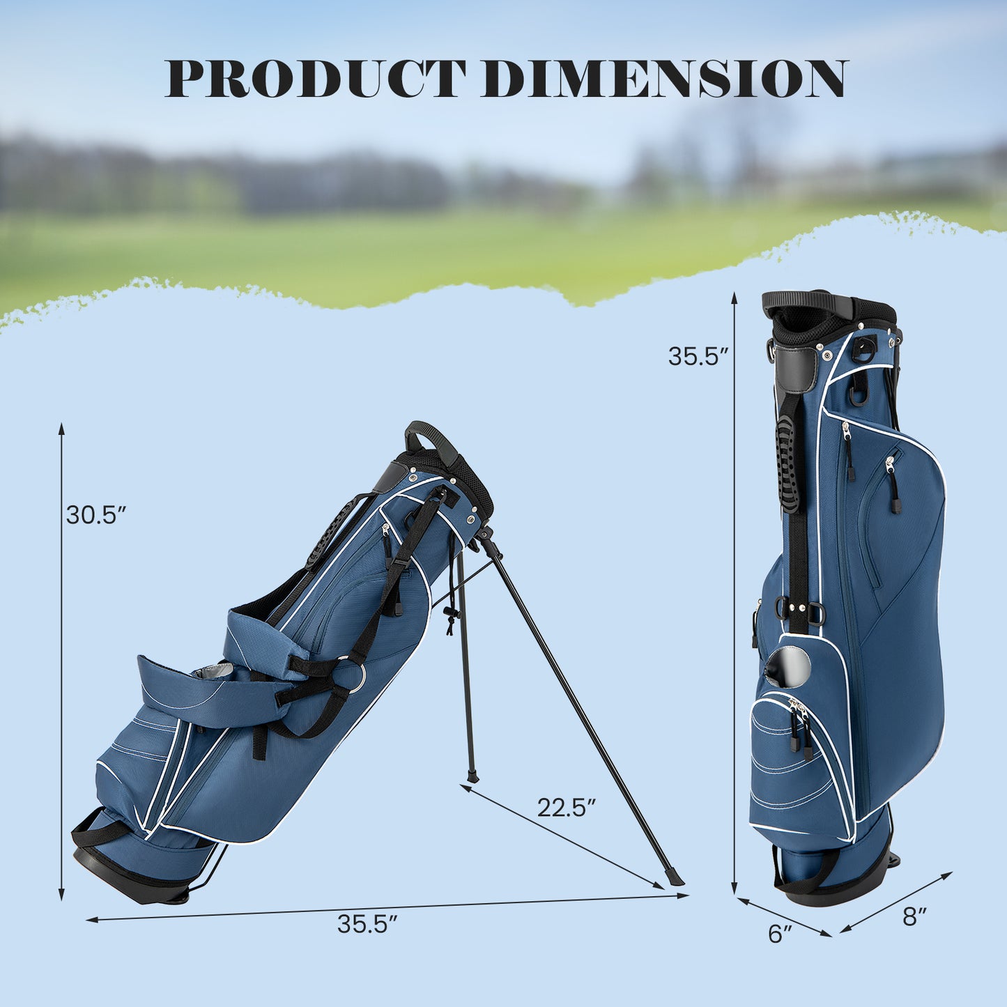 Golf Stand Cart Bag with 4 Way Divider Carry Organizer Pockets-Blue Kids Crystal