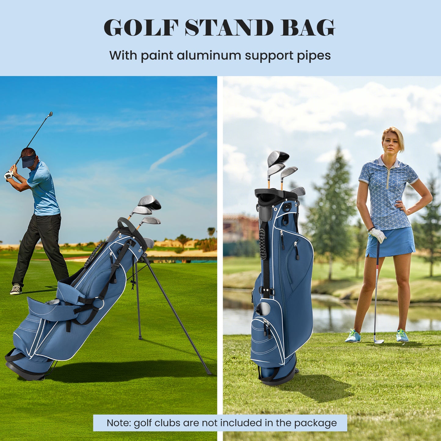 Golf Stand Cart Bag with 4 Way Divider Carry Organizer Pockets-Blue Kids Crystal