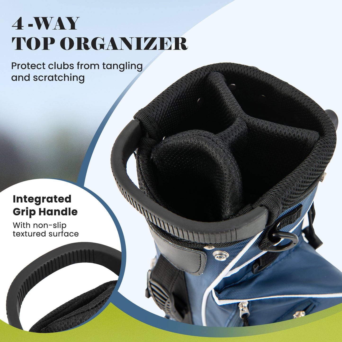 Golf Stand Cart Bag with 4 Way Divider Carry Organizer Pockets-Blue Kids Crystal