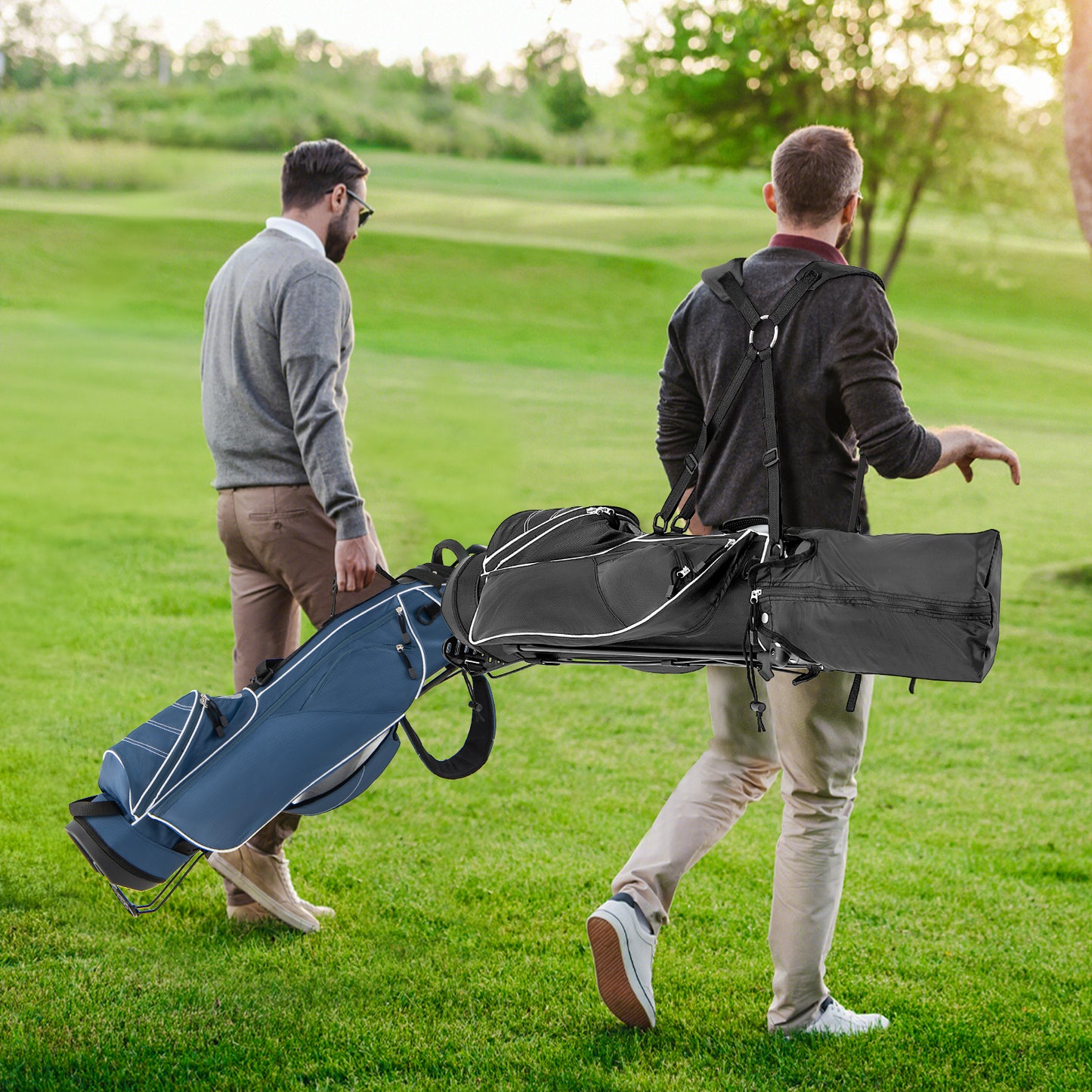 Golf Stand Cart Bag with 4 Way Divider Carry Organizer Pockets-Black Kids Crystal