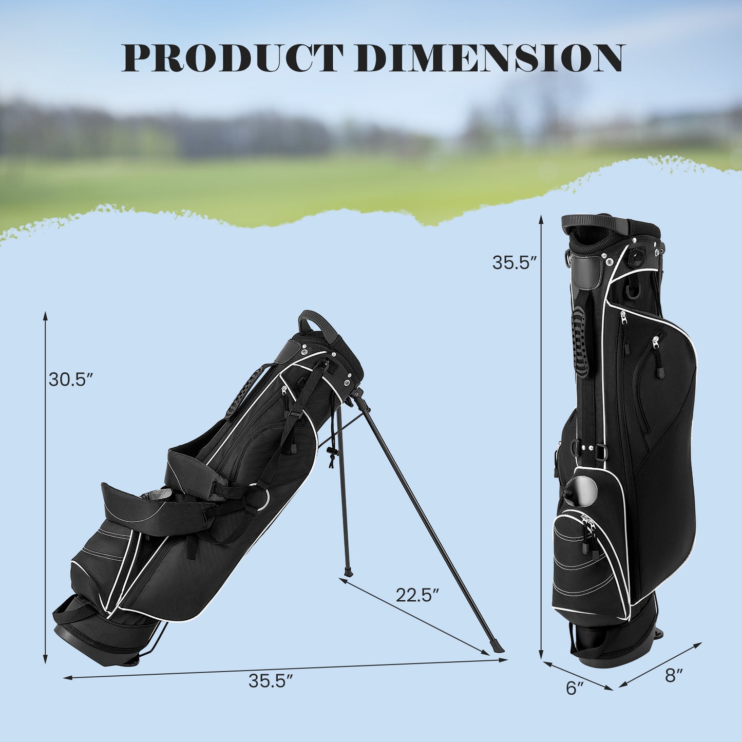 Golf Stand Cart Bag with 4 Way Divider Carry Organizer Pockets-Black Kids Crystal