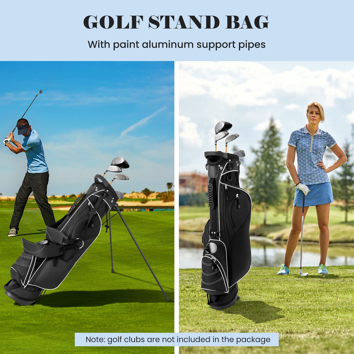 Golf Stand Cart Bag with 4 Way Divider Carry Organizer Pockets-Black Kids Crystal