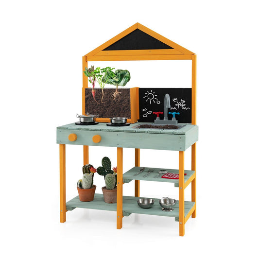 Kids Kitchen Playset with Root Viewer Planter and Rotatable Faucet Kids Crystal