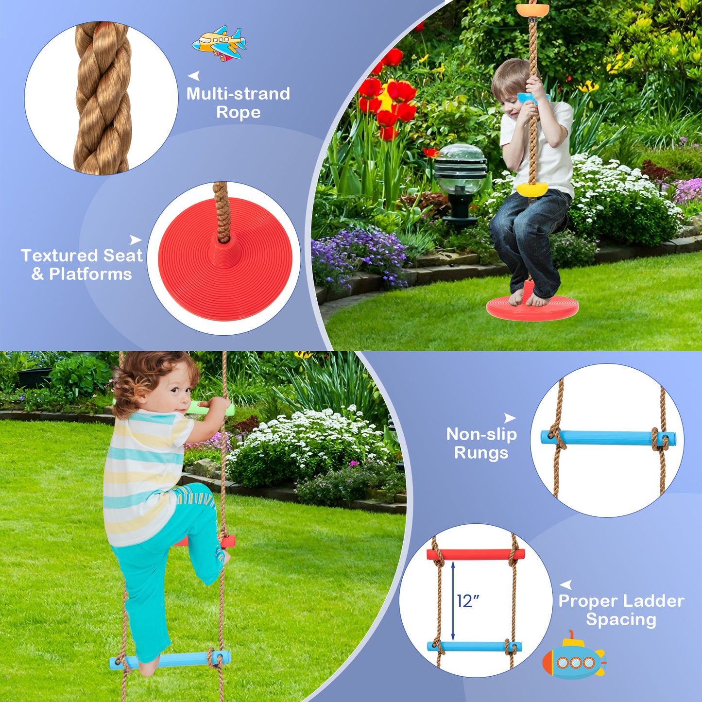 4-in-1 660 lbs Heavy Duty Swing Set for Kids Aged 3-9 Years Old-Yellow Kids Crystal