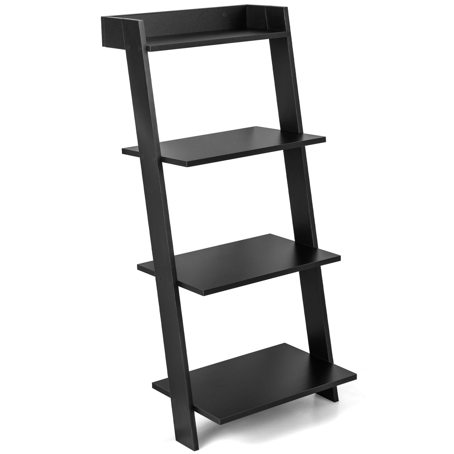 4-Tier Ladder Shelf with Solid Frame and Anti-toppling Device-Black Kids Crystal