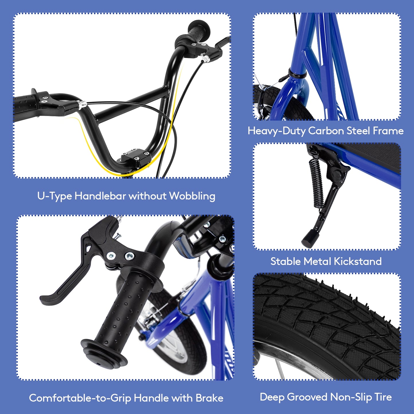 Height Adjustable Kid Kick Scooter with 12 Inch Air Filled Wheel-Navy Kids Crystal