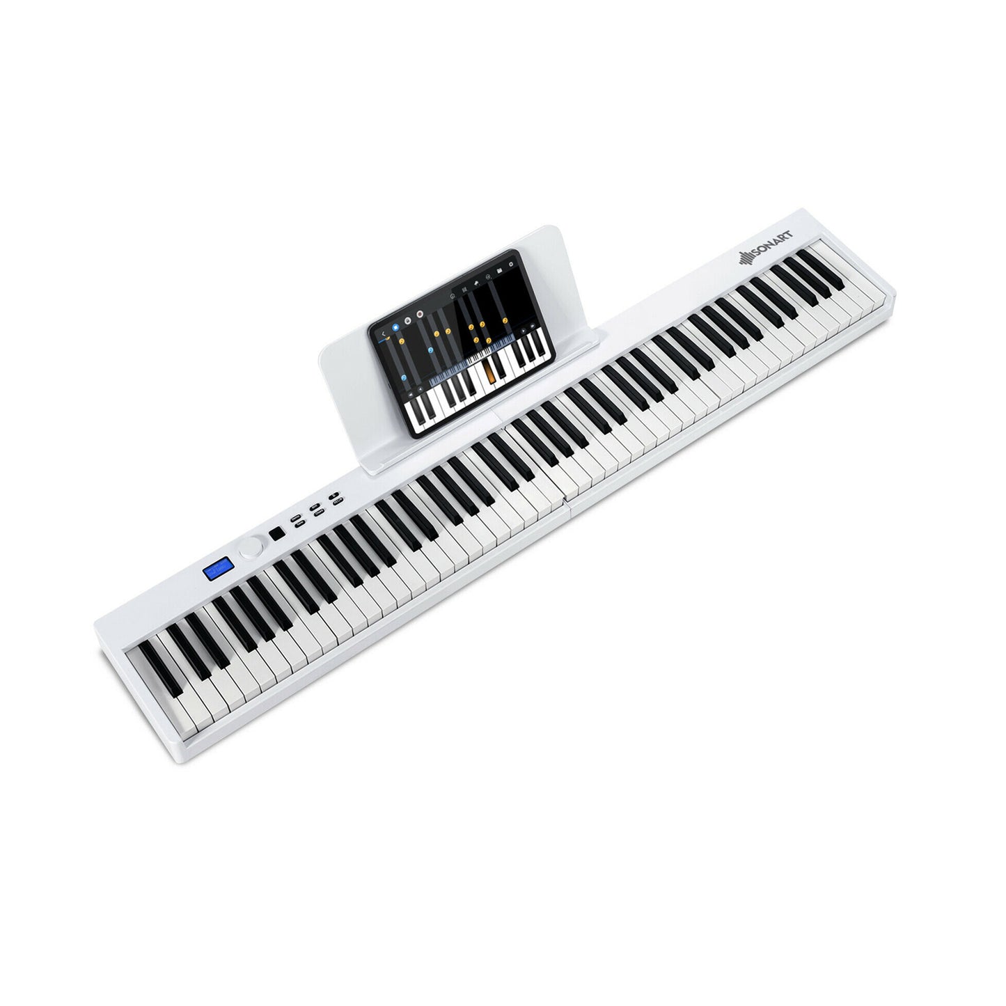 88-Key Foldable Digital Piano with MIDI and Wireless BT-White Kids Crystal
