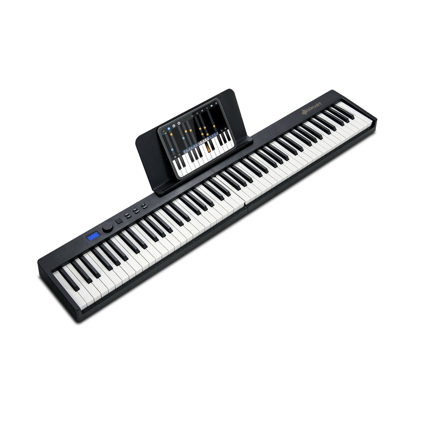 88-Key Foldable Digital Piano with MIDI and Wireless BT-Black Kids Crystal