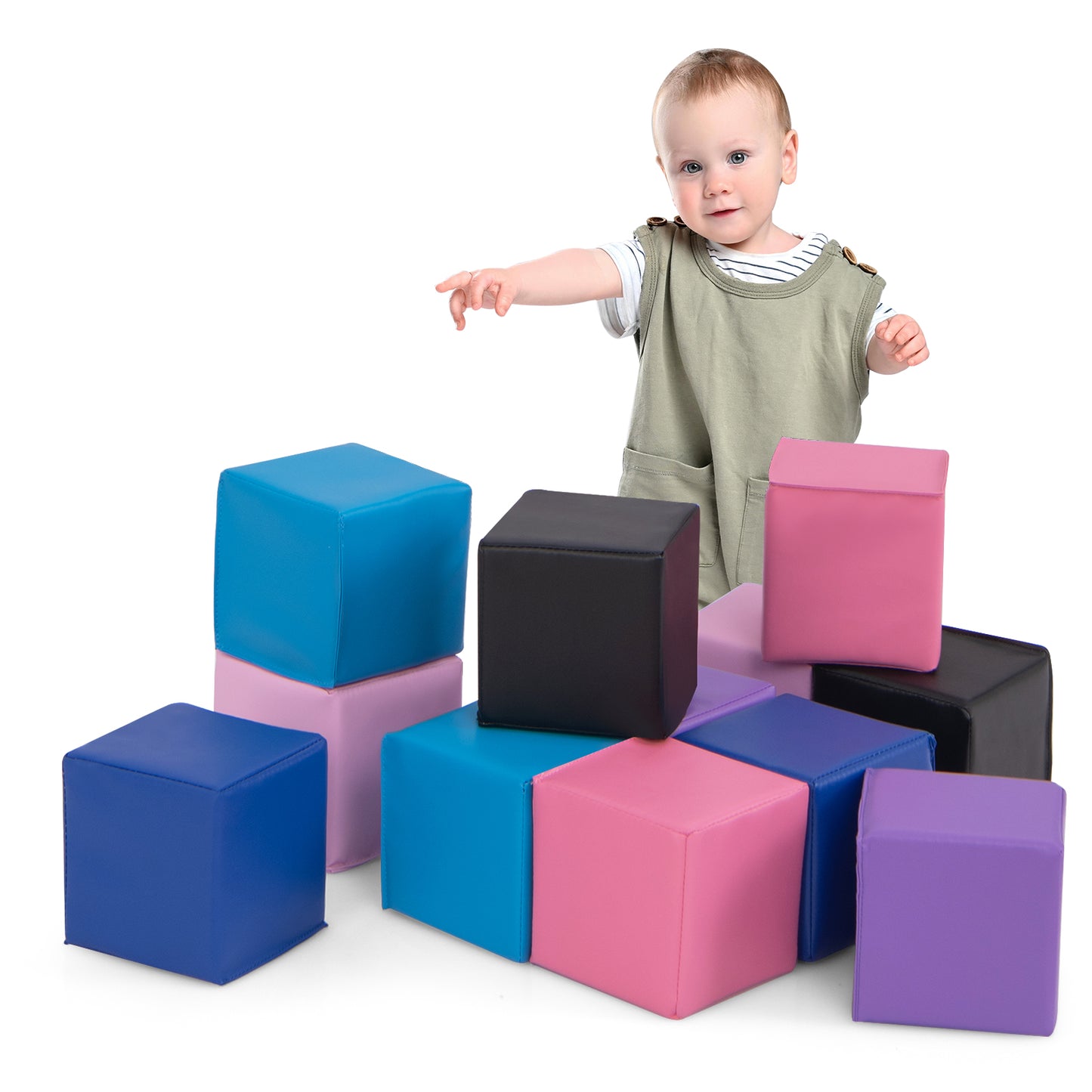 12 Pieces Soft Foam Building Blocks Climbing Foam Cubes Set for Kids Kids Crystal