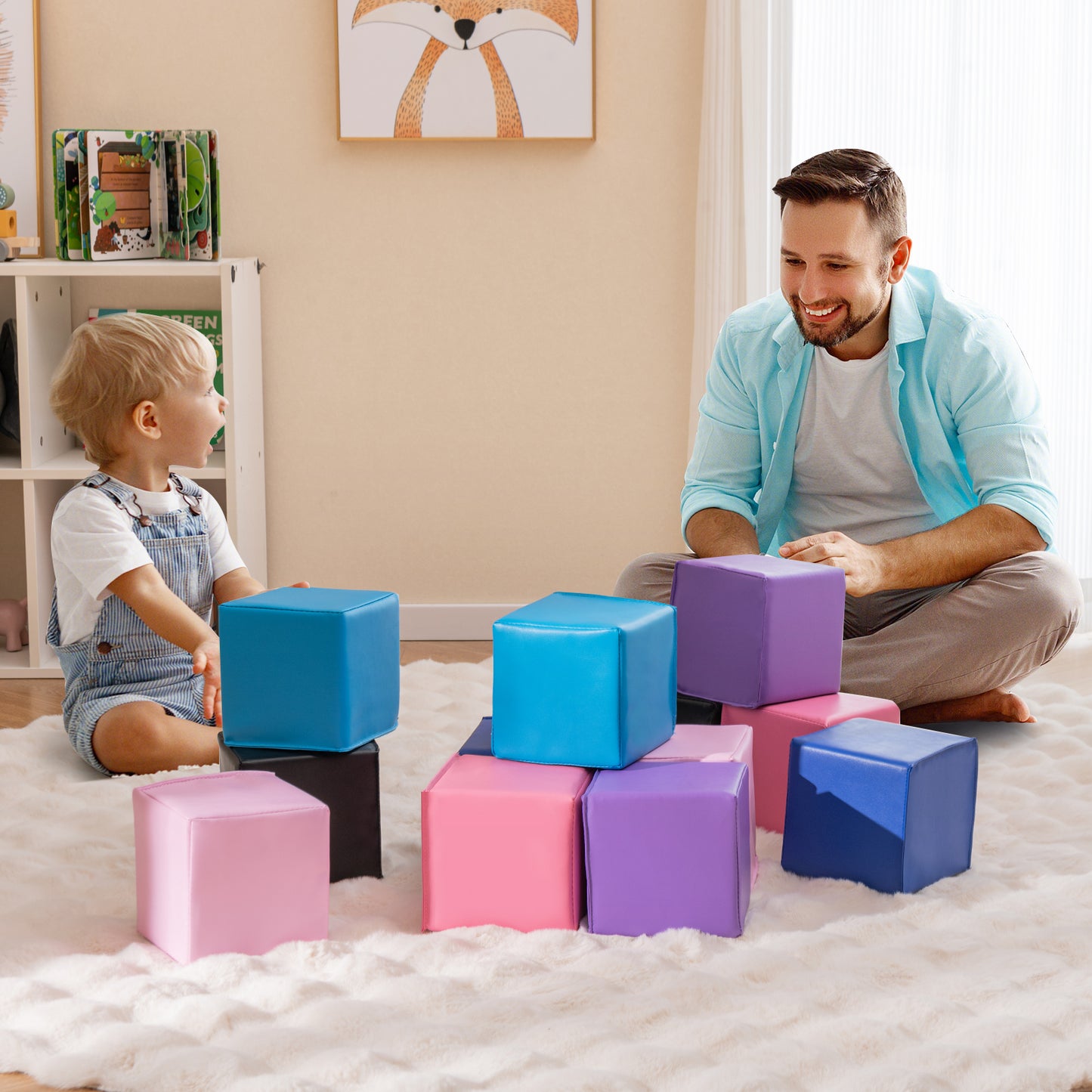 12 Pieces Soft Foam Building Blocks Climbing Foam Cubes Set for Kids Kids Crystal