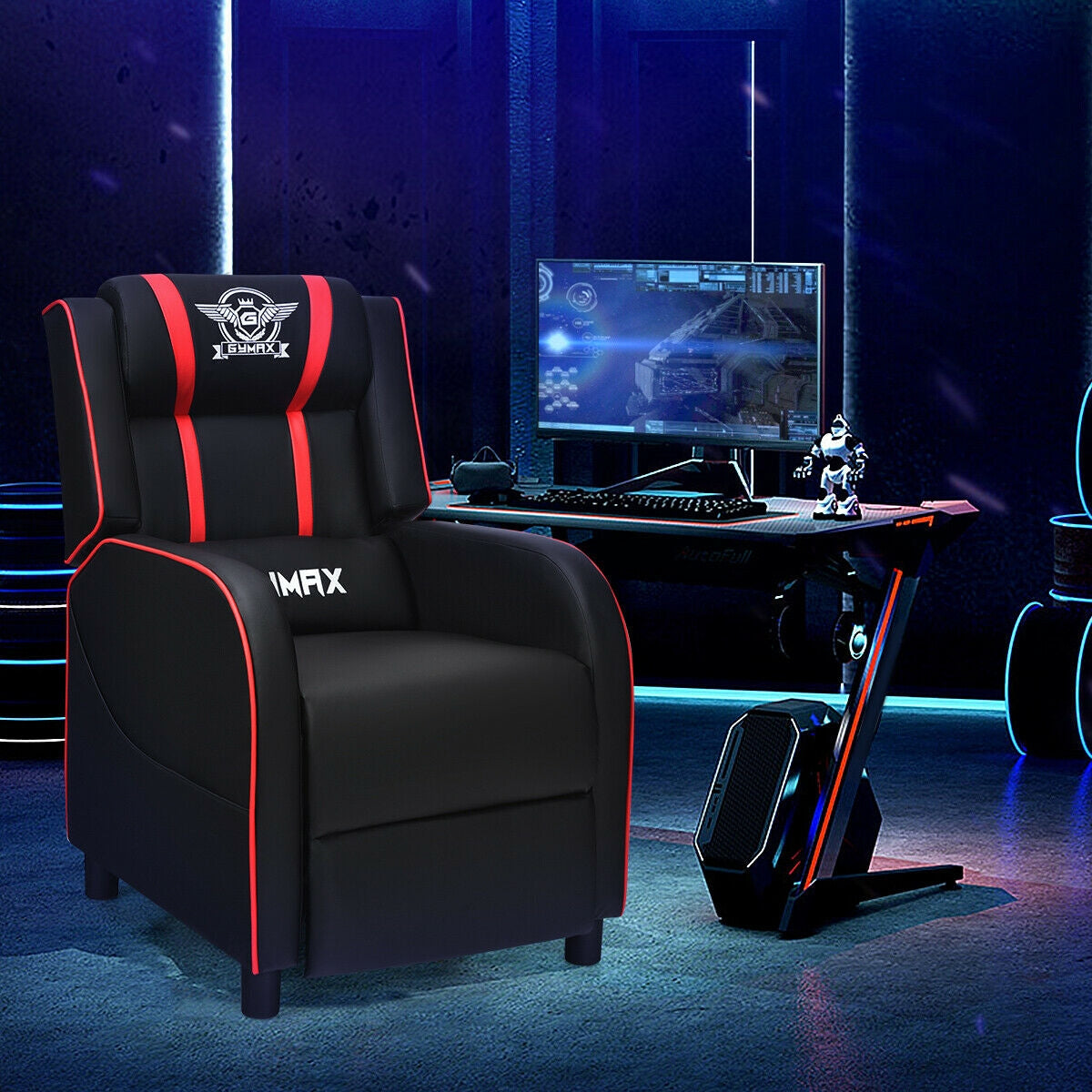 Massage Racing Gaming Single Recliner Chair-Red Kids Crystal