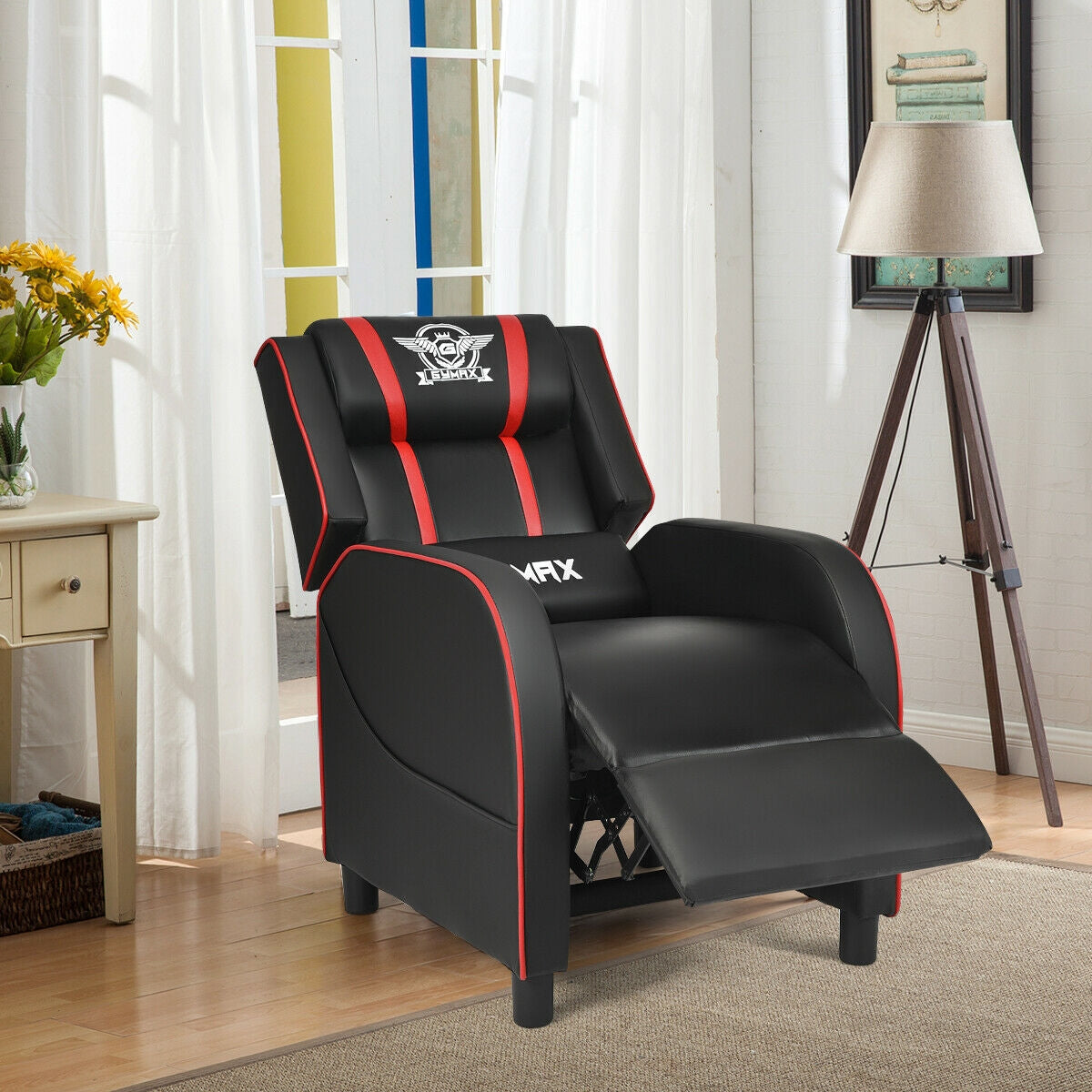 Massage Racing Gaming Single Recliner Chair-Red Kids Crystal
