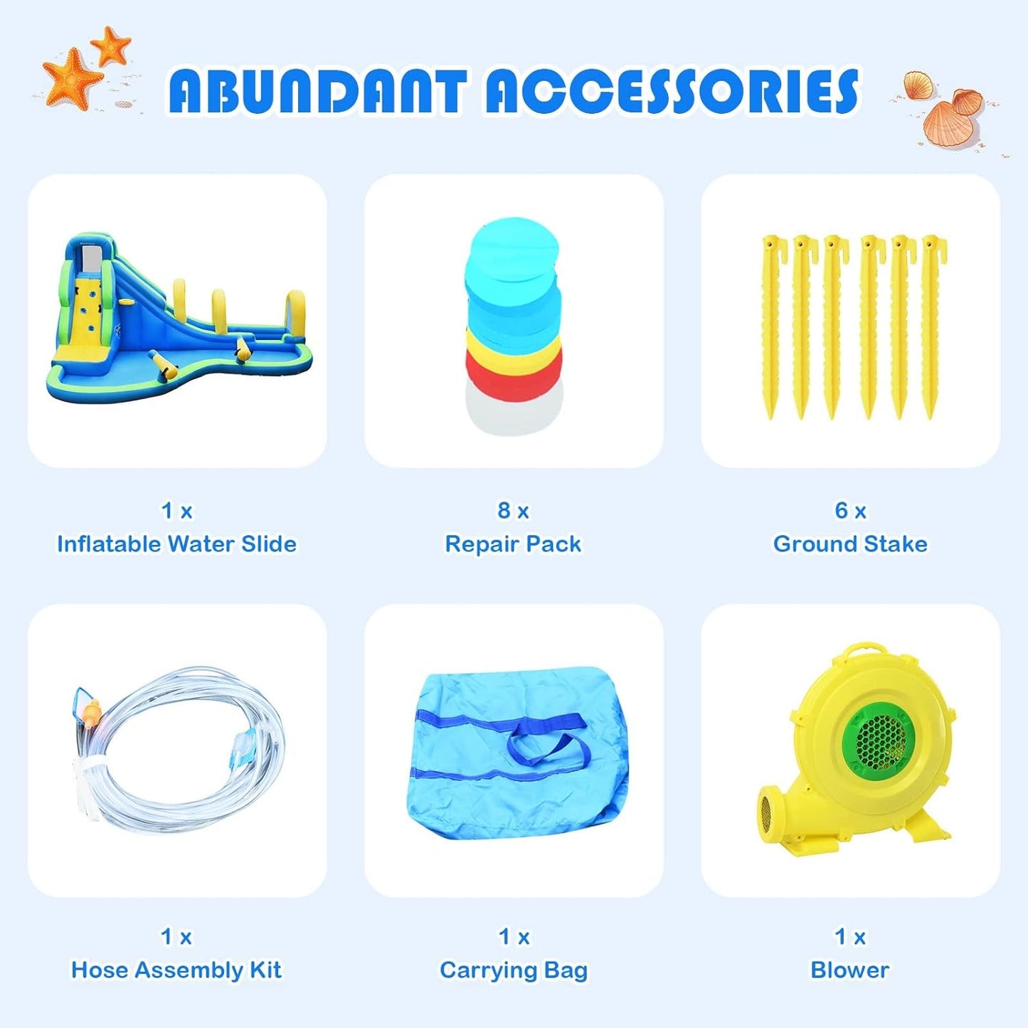 Multifunctional Inflatable Water Bounce with 735W Blower Kids Crystal