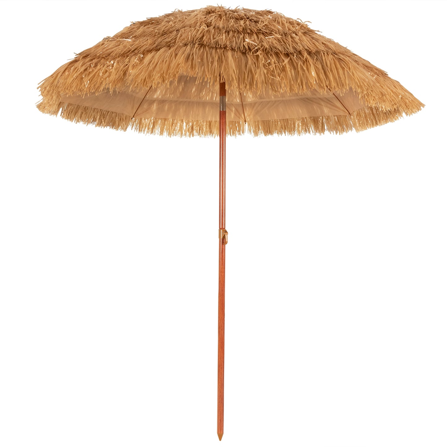 6.5 Feet Portable Thatched Tiki Beach Umbrella with Adjustable Tilt for Poolside and Backyard Kids Crystal