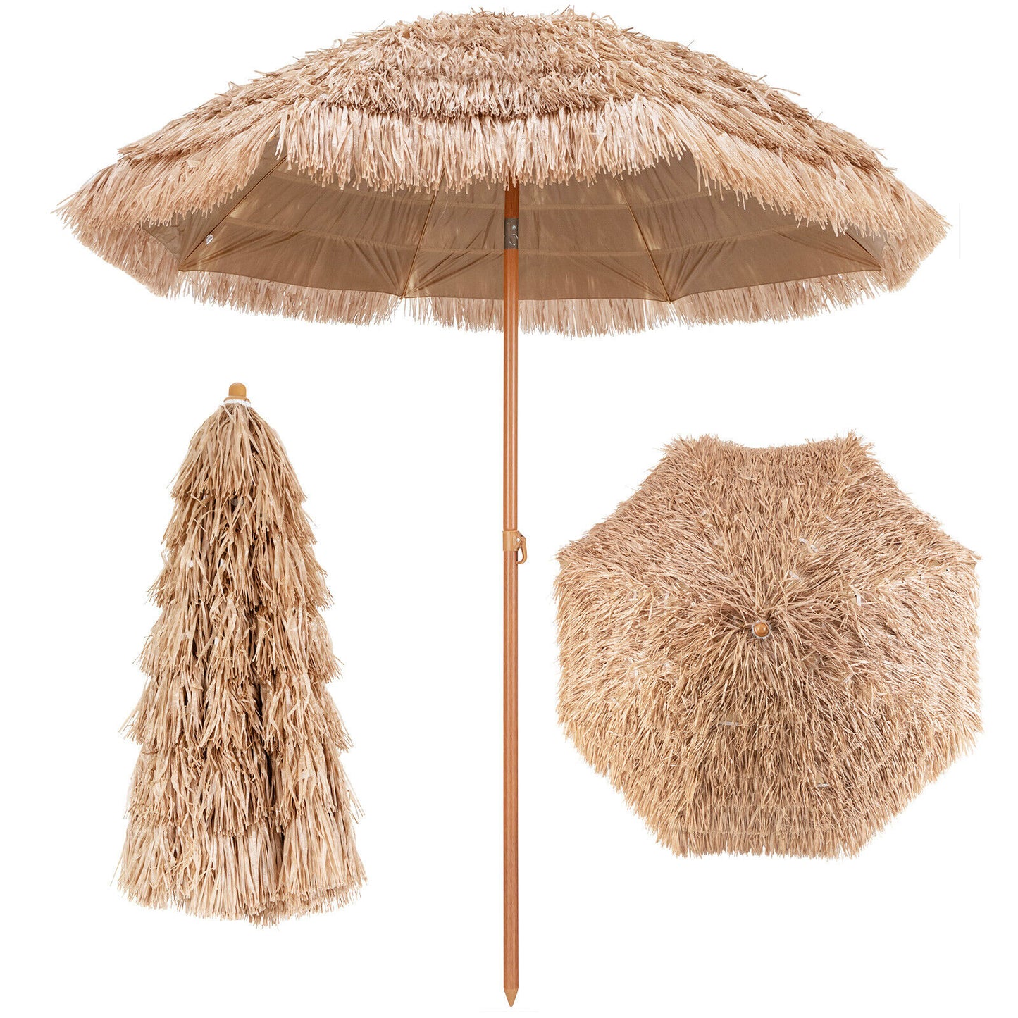7.2 Feet Patio Thatched Tiki Umbrella Hawaiian Hula Beach Umbrella Kids Crystal
