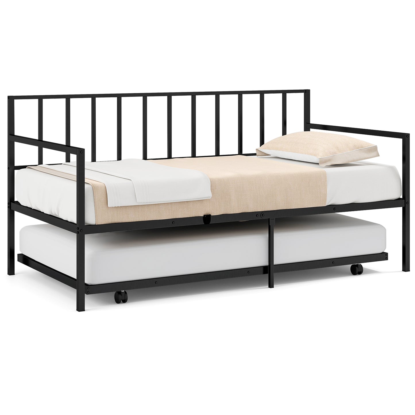 Twin Size Daybed and Trundle Frame Set Trundle Bedframe Kids Crystal
