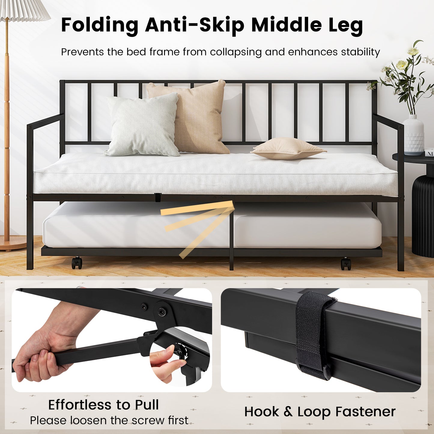 Twin Size Daybed and Trundle Frame Set Trundle Bedframe Kids Crystal