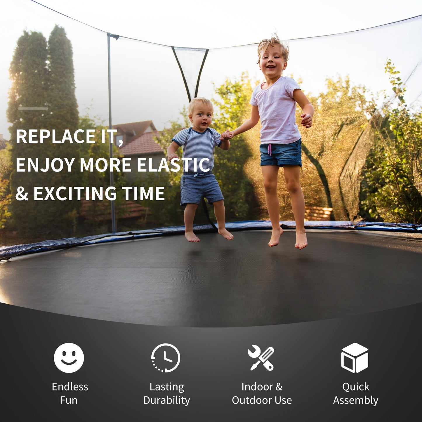 High-Elastic PP Replacement Jumping Mat-10 ft Kids Crystal