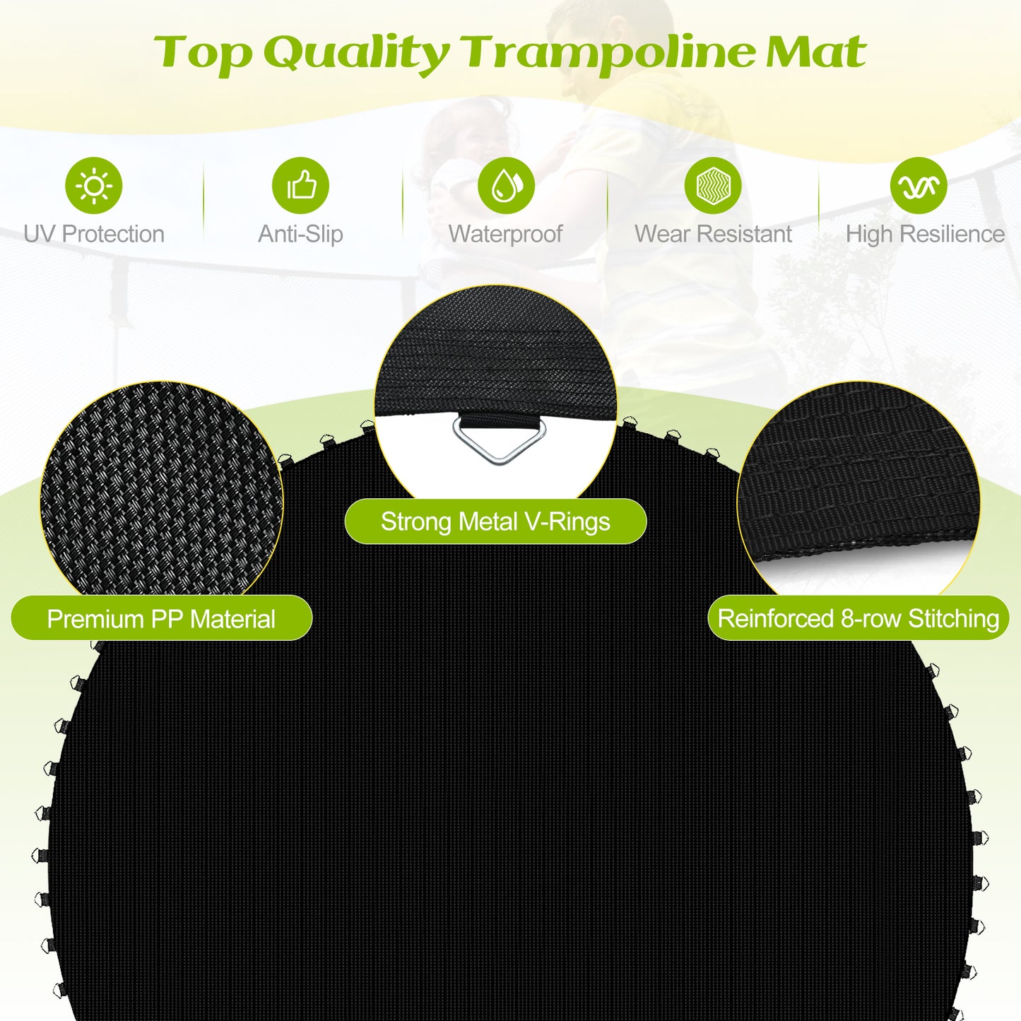 High-Elastic PP Replacement Jumping Mat-16 ft Kids Crystal