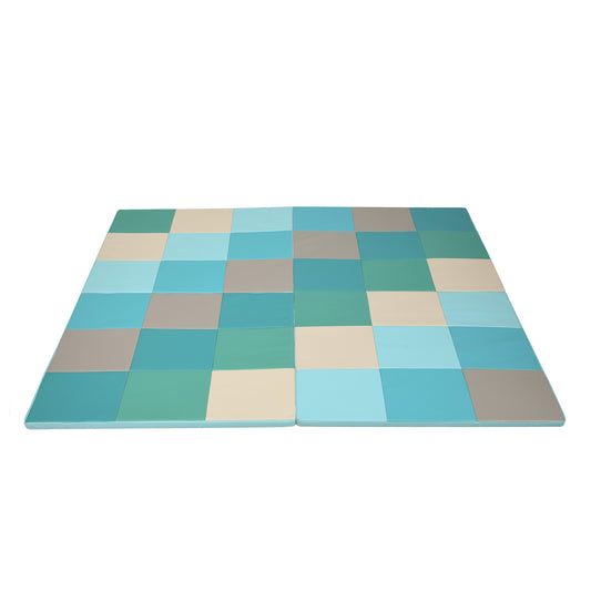 58 Inch Toddler Foam Play Mat Baby Folding Activity Floor Mat-Light Blue Kids Crystal
