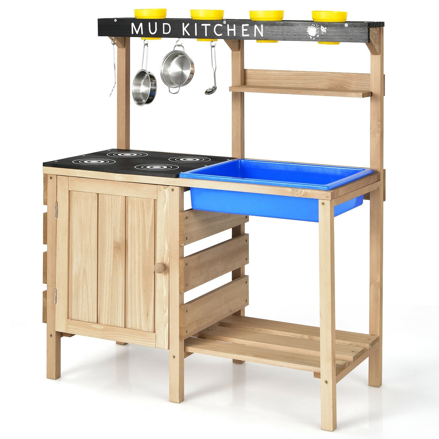 Outdoor Mud Kids Kitchen Playset Wooden Pretend Play Toy with Kitchenware Kids Crystal