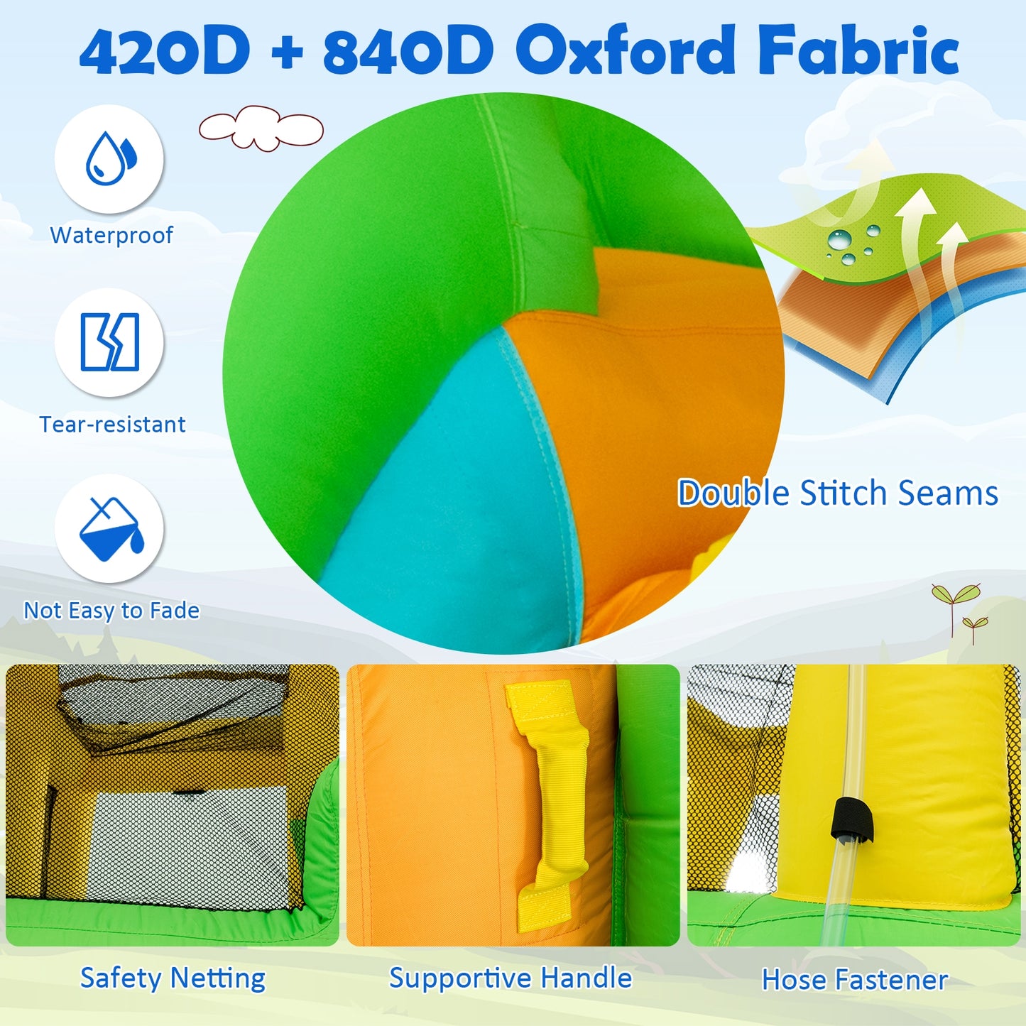 Kids Inflatable Water Park Bounce House with 480W Blower Kids Crystal