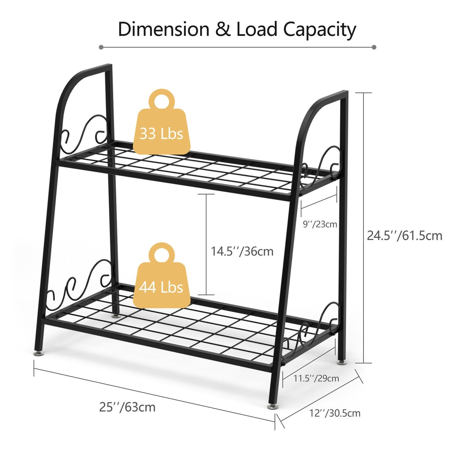 2-tier Patio Metal Plant Stand Kids Crystal